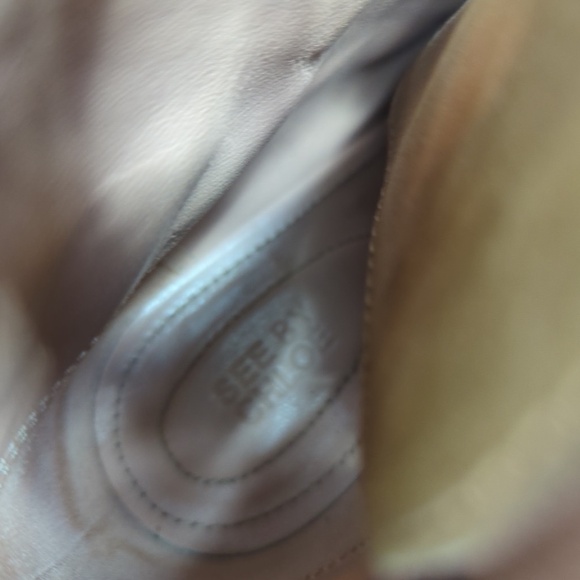 See by Chloe Solfo Buckle Wood Platform Ankle Boots Tan Suede - Picture 8 of 14